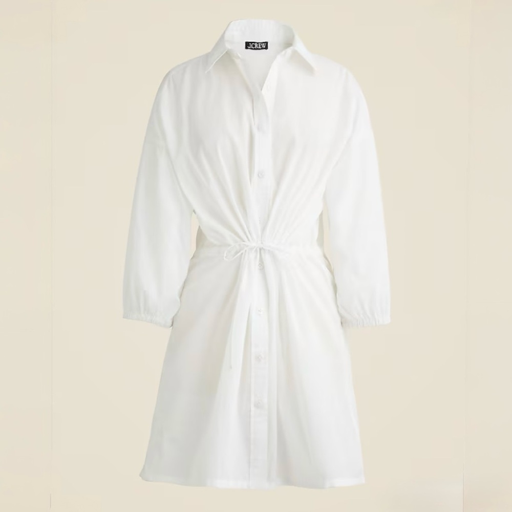 J.Crew Swim Cinched Shirt-Dress Coverup in Sheer Cotton Voile